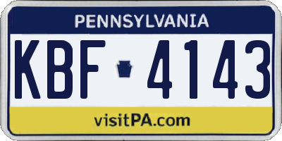 PA license plate KBF4143
