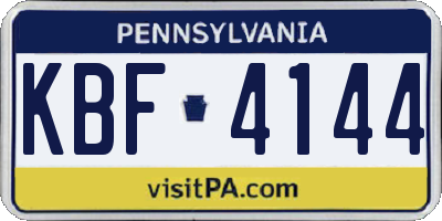 PA license plate KBF4144