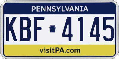 PA license plate KBF4145
