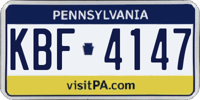 PA license plate KBF4147