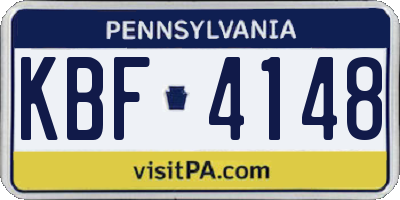 PA license plate KBF4148
