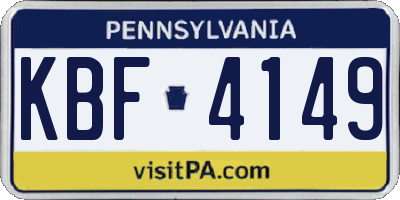 PA license plate KBF4149