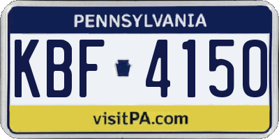 PA license plate KBF4150