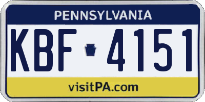 PA license plate KBF4151