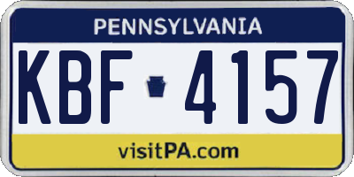 PA license plate KBF4157