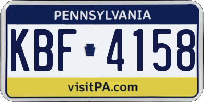 PA license plate KBF4158