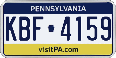 PA license plate KBF4159