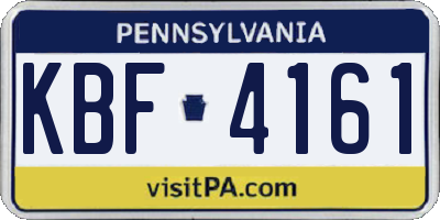 PA license plate KBF4161