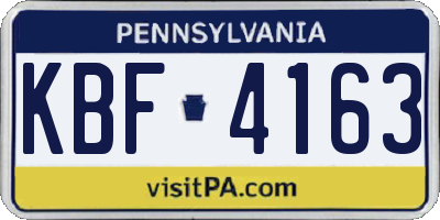 PA license plate KBF4163