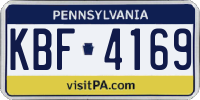PA license plate KBF4169