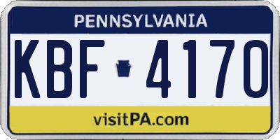 PA license plate KBF4170