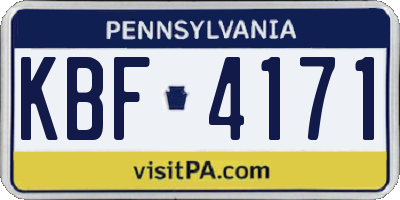 PA license plate KBF4171
