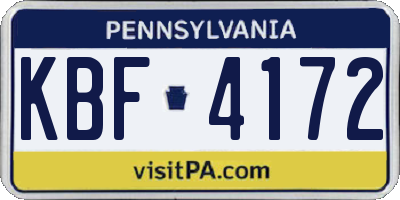PA license plate KBF4172