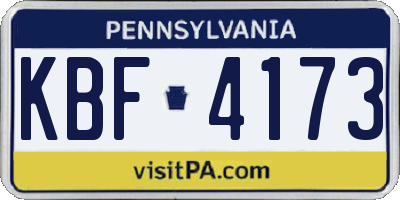 PA license plate KBF4173