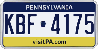 PA license plate KBF4175