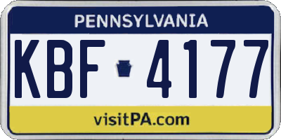 PA license plate KBF4177