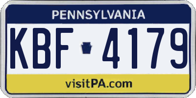 PA license plate KBF4179