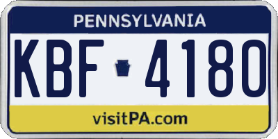 PA license plate KBF4180