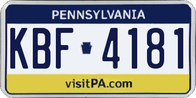 PA license plate KBF4181