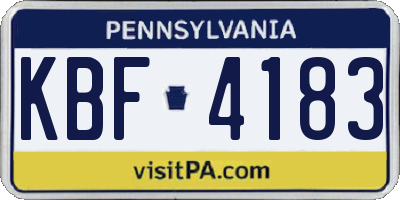 PA license plate KBF4183