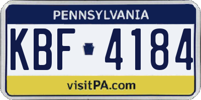 PA license plate KBF4184