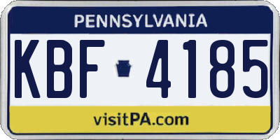 PA license plate KBF4185
