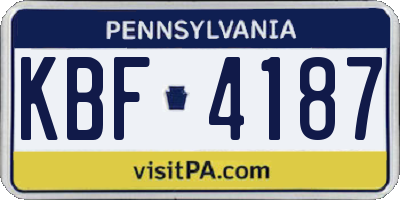 PA license plate KBF4187