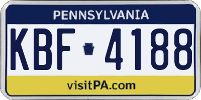 PA license plate KBF4188