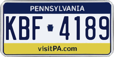 PA license plate KBF4189