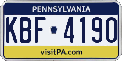 PA license plate KBF4190