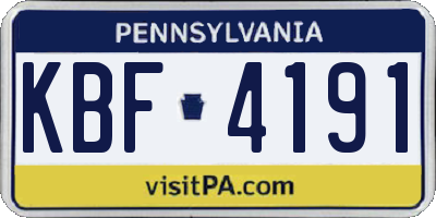 PA license plate KBF4191