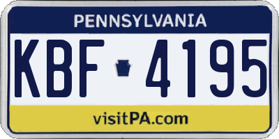 PA license plate KBF4195
