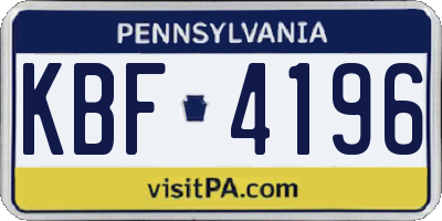 PA license plate KBF4196