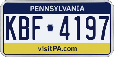 PA license plate KBF4197