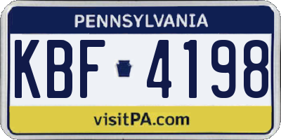 PA license plate KBF4198
