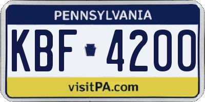PA license plate KBF4200