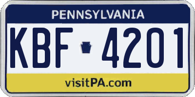 PA license plate KBF4201