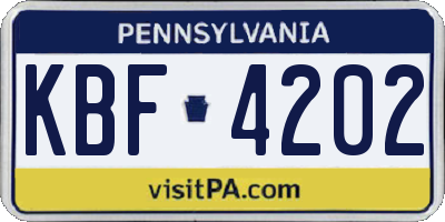 PA license plate KBF4202