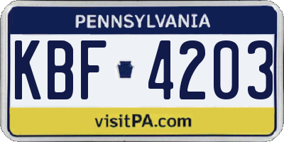 PA license plate KBF4203