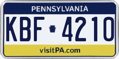 PA license plate KBF4210