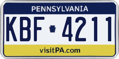 PA license plate KBF4211