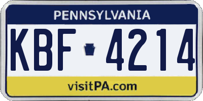 PA license plate KBF4214