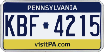 PA license plate KBF4215