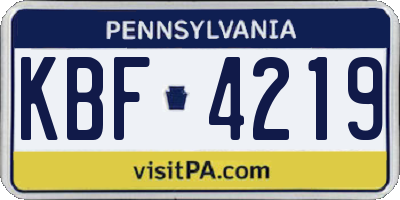 PA license plate KBF4219