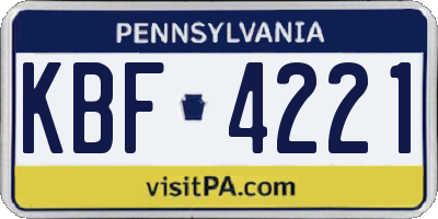 PA license plate KBF4221