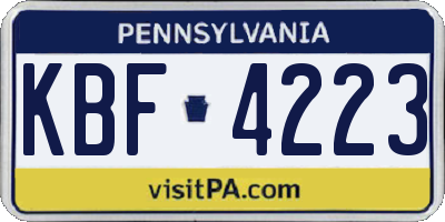 PA license plate KBF4223