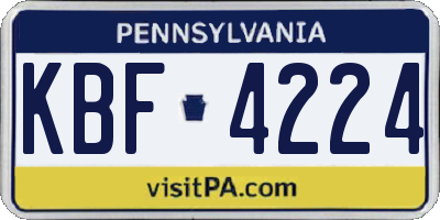 PA license plate KBF4224