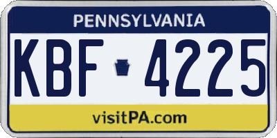 PA license plate KBF4225
