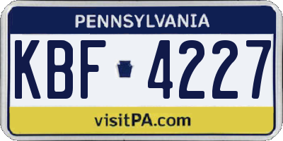 PA license plate KBF4227