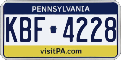 PA license plate KBF4228